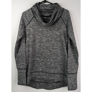 Reebok Womens L Activewear Gray Space Dye Cowl Neck Long Sleeve Pullover Shirt